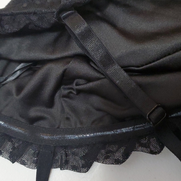 NWT BCBGMAXAZRIA BLACK TULLE BODYSUIT W/ADJUSTABLE STRAPS &SNAPS IN CROTCH SZ LG - Picture 14 of 16